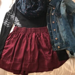 Burgundy mini skirt